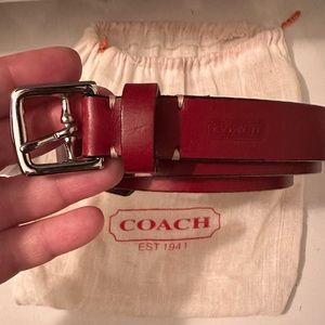 Coach red leather belt